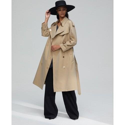 Medium and long windbreaker womens 2021 autumn and winter new advanced design British small knee Khaki coat