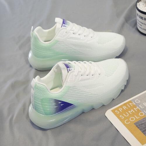 High Quality 2021 Summer Womens Comfort Running Sports Shoes Female Fashion White Tennis Casual Sneaker Lace Up Crystal Bottom