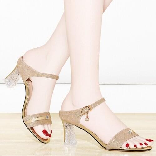 Sandals Women Heels Shoes Zip Open Toe Shoes Square Heel Sandals Shoes Fashion Summer Sandalias Mujer 2019 Sandals n888