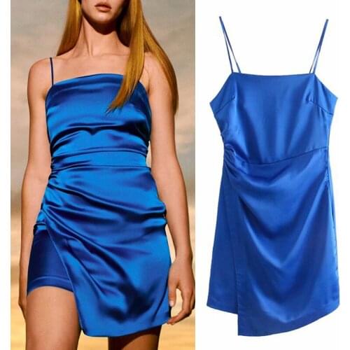 Dress Summer New Tube Top Sexy Fashion Simple Blue Slim Sling Women Dress 2021 Casual Chic Street Sling Dress Women