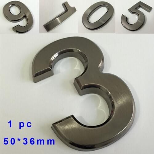 1PC 50*35*6mm Black Color House Numbers Hotel Home Door ABS Plating Number Digits Sticker Plate Signs Address Plaque 2016 New