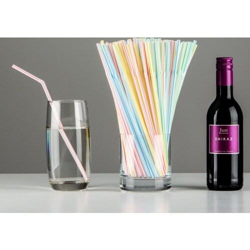 100 Plastic Straws Multi-color Striped Drink Straws Disposable Straws Party Multi-color Rainbow Straws