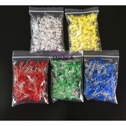 100pcs 5mm LED Diode 5 Mm Assorted Kit White Green Red Blue Yellow Orange Pink Purple Warm White DIY Light Emitting Diode