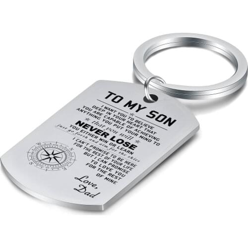 28MM*47MM TO MY SON I Want You To Believe from Dad Courage Key Chain for Men Boy Personalize Jewelry