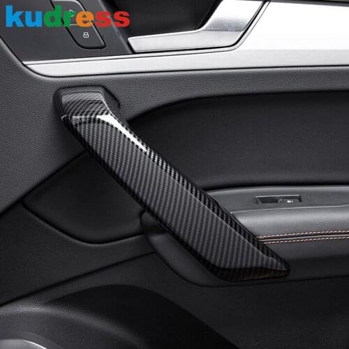 For Audi Q5 2018 2019 2020 Carbon Fiber Inner Door Armrest Handle Cover Trim Decoration Strip Car Interior Accessories 4pcs