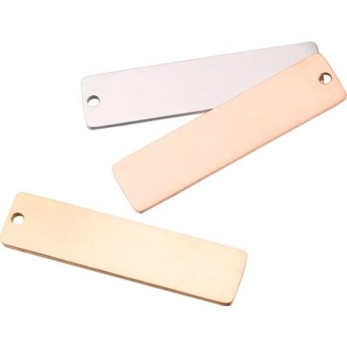20pcs 12*50mm Rose Gold/steel Color Stainless steel Material mirror finish Blank Long Bar for DIY Handmade Jewelry Making