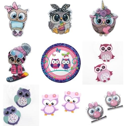 Halloween Cute Owl Animal Acrylic Craft Supplies Flat Back Custom Planar Resins DIY Hair Bows Phone Decorations,1Yc17478