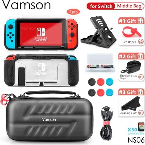 Vamson for Nintendo Switch Accessories Waterproof Travel Carrying Handbag TPU Grip Protective Cover for Switch Case Bag NS06