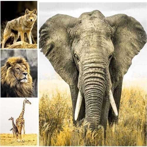 2020 New Animals Diamond Painting Elephant Lion Full Round Drill Diamond Mosaic Rhinestone Cross Stitch Kit Home Decoration Gift