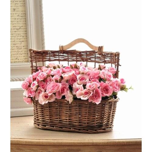 American rural countryside retro wicker baskets handle wall flower basket crafts store window display