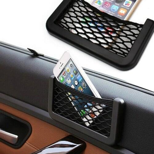 Car Mobile Phone Net Pocket Sundries Bag Car Storage Net Bag Stickable Portable Key Phone Lipstick Box Car Storage Box Supplies