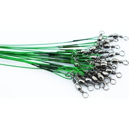 Cheaper 60 PCS/Lot Fishing Trace Lure Leader Wire Spinner Fish Swivel Interlock Snap 15cm 25cm 30cm