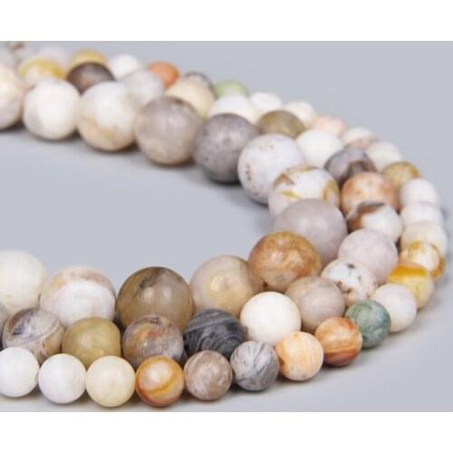 Natural Stone Raw Bamboo Leaves Agates Beads Loose 4 6 8 10 12 Mm Spacer Round Stone Beads Charm For Jewelry Making Wholesale