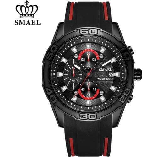 SMAEL Sport Wrist Watch Men Luxury Waterproof Silicone Strap Fashion Brand Military Mens Quartz Wristwatch Man Relogio Masculino