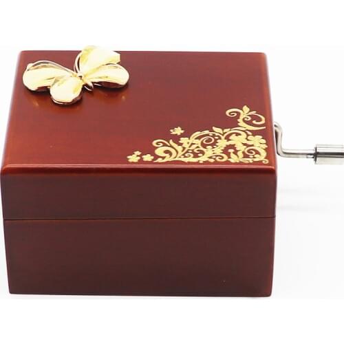 Wood Hand Butterfly Pattern Musical Box Gift for Birthday/Valentines day, Music Box Melody Castle in the Sky