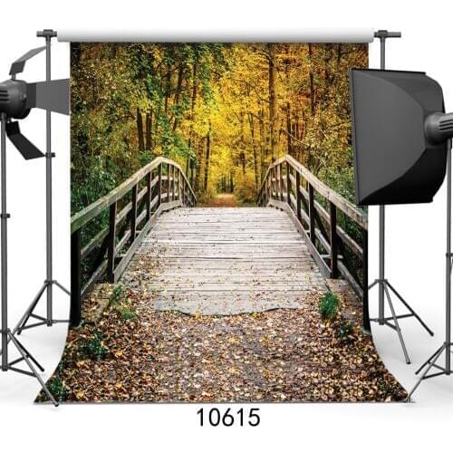Background for Photos Autumn Tree Bridge Computer Printed Vinyl Photography Backdrop Photocall for Weddings Children Baby