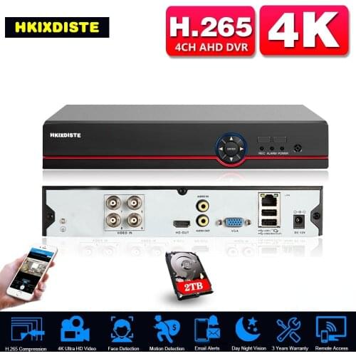 8MP 4 Channel Hybrid 6 in 1 NVR TVI CVI AND CCTV DVR Recorder 4K Home Security Digital Surveillance Video Recorder 4CH XMEYE 5MP