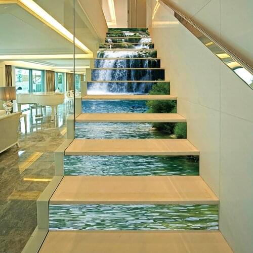 Artistic Natural Scenery Stair Sticker Removable Peel & Stick Vinyl Staircase Sticker for Home Stair Floor Decals DIY Wallpaper