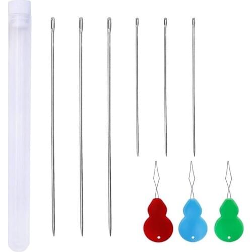 LMDZ 6 PCS Beading Needles Extra Fine Thin Beading Embroidery Needles with Needle Threaders for Bracelets Jewelry Making Bottle