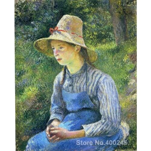 Artwork by Camille Pissarro Young Peasant Girl Wearing a Hat High quality Oil paintings reproduction Hand-painted
