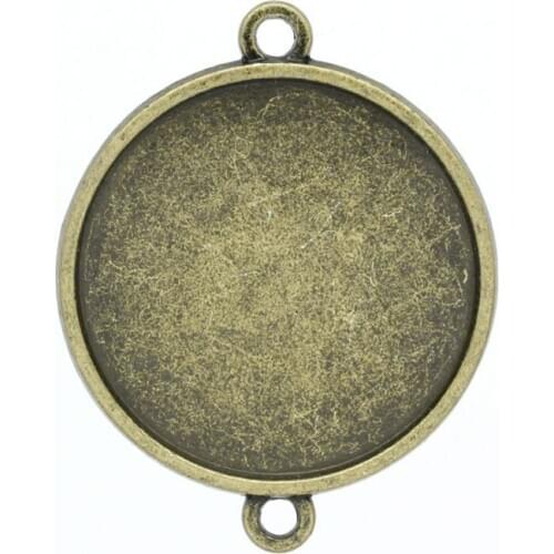 DoreenBeads Retail Connectors Round Antique Bronze Cabochon Setting 3.5x2.8cm(Fit 25mm),20PCs