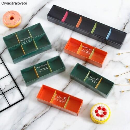 10pcs Macaron Packaging Box French Biscuit Candy Carton Window Open PET Transparent 3/5/6 Grain Baking Drawer Type Gift Box
