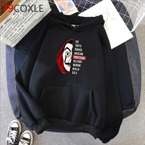 La Casa De Papel Hoodies Women Funny Money Heist Hooded House of Paper Harajuku Cool Bella Ciao Cartoon Kawaii Sweatshirt Female