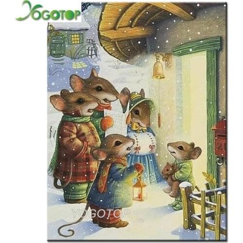 A Small Group Of Mice Singing Diy diamond painting mouse Christmas Carols 3d square full cross stitch Diamond embroidery YY4470