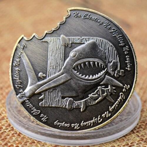 1PC Shark Relief Medal Painted Metal Commemorative Coin Copper Coin Custom Crafts
