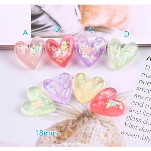 Hearts Flat Back Resin Cabochons Kawaii Transparent Heart 20pcs DIY Flatback Cabochon Embellishment Accessories for girls
