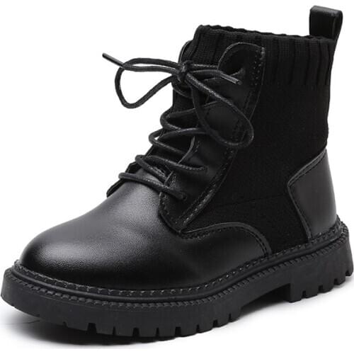 MudiPanda Autumn Winter 2020 Girls Boots Kids Martin Non-Slip Snow Boots Fashion Knitting Children Shoe 5 6 7 8 9 10 11 12 Years