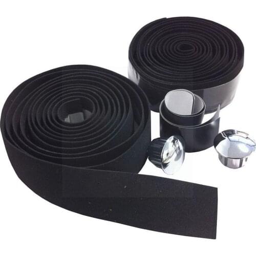 Soft Road Bike Bicycle Handlebar Cork EVA PU Bar Tape Cycling Wrap Professional Anti-Vibration 2 Plug Damping Bar With B7Y7