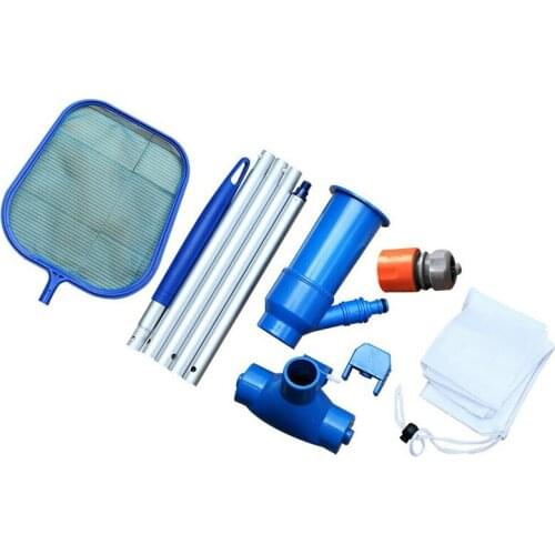 Swimming Pool Vacuum Net Cleaner Set Handles Suction Tip Mesh Pocket Quick Connector Buckle Inlet For Pond Bottom Cleaning