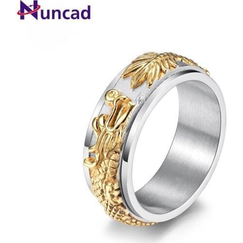 National Wind Chinese Dragon Plate Dragon Can Rotate The Decompression Ring Overbearing Dragon Teng Transport Gilded Mens Ring