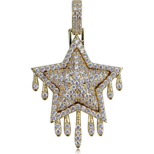 OMYFUN Star Pendant Necklace for Party 3A CZ Mirco Paved Drip Style Pendants & Necklaces Fashion Men Jewelry Accessory Hot