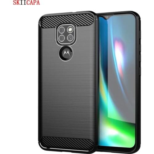 For Motorola Moto G9 Play Carbon Fiber Texture Brushed Case for Moto G9 G9 Play Silicone Shockproof phone Case
