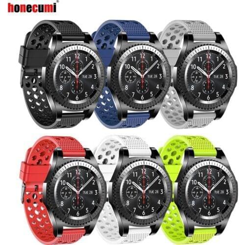 Honecumi For Samsung Gear S3 Classic / Frontier Watchband Silicone 22mm Watch Band Strap Replacement For Huawei Watch 2 Classic