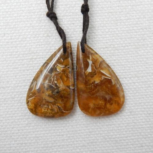 Water Drop Natural Ammonite Earrings Bead 25x16x4mm 5.7g Semiprecious Stone Fashion Jewelry Earrings Accessories