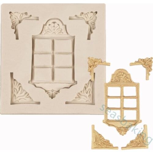 DIY Sugarcraft Window Silicone Mold Frame Cake Border Fondant Mold Cake Decorating Tools Candy Clay Chocolate Gumpaste Molds