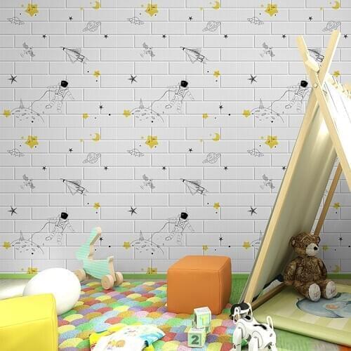 Mediterranean Retro 3D Cartoon Wall Stickers DIY PE Foam Self-adhesive Living Room Bedroom Home Decoration Wallpaper