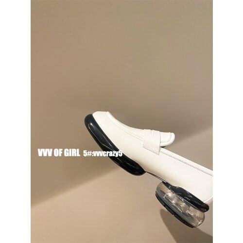 Super easy to wear casual thick soled particle shoes transparent air cushion Lefu shoes leather Yinglun shoes