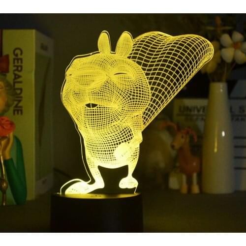 Plug In LED Desk Lamp Rabbit 3D Night Light Bedside Nightlight Room Atmosphere Decoration Child Kid Birthday Gift Bluetooth Base