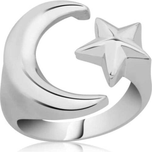 Tevuli 925 Sterling Silver Moon Star Ring