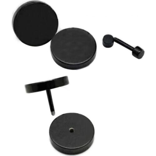 Titanium Circle Unisex Punk Style Round Titanium Steel Earring Fake Ear Plug Barbell Dumbbell Earring Shape