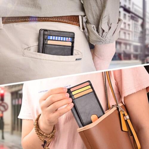 Slim RFID Blocking Leather Wallet Minimalist Credit Card Money Purse Card Holder
