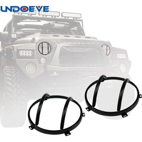 Undoeve Front Euro Headlight Guards For 2007-2016 Jeep Wrangler JK Unlimited - Pair