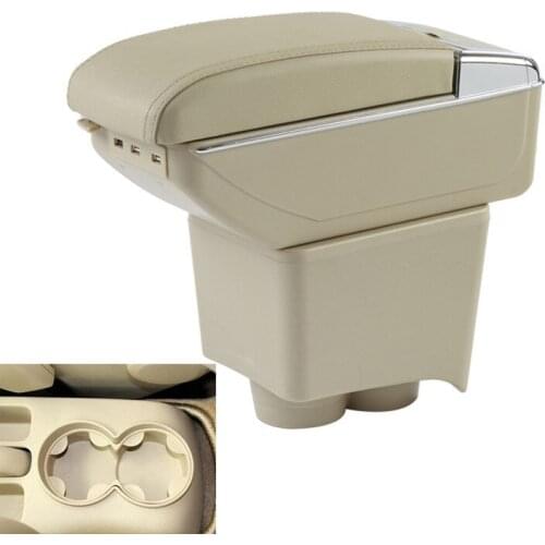 Storage Box Center Console Leather Cup Holder Dual Layer Armrest Arm Rest For Volkswagen VW Polo 9N 02-2009 2005 2006 2007 2008