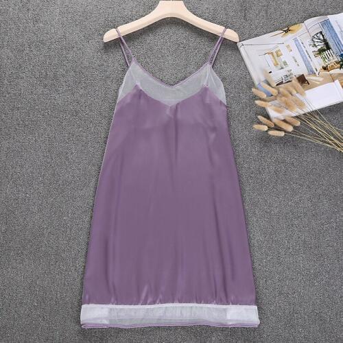Ladies Sexy Silk Satin Nightdress Summer Nightgown Sleeveless Nighties V-neck Sleepshirt Night Shirt Size M L XL For Women