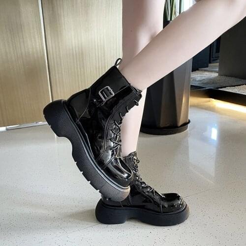 New Womens Winter Lace Up Ankle Snow Boots Ladies Buckle Wrap Side Zipper Solid Leather Footwear Females Casual Fashion Shoes