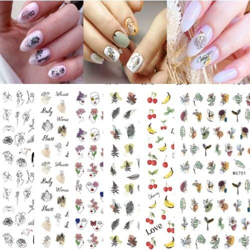 1Pcs Designer Abstract Graffiti Gel Polish Nail Sticker Decals Sliders Paper Nail Art Decoration Manicure DIY Tattoo Accessories